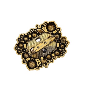 Broche Unissex Requintado de Joias Vintage com Pedras Coloridas Artificiais e Strass Lapidação Esmeralda em Liga Metálica - Product Image 3