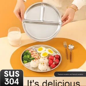 Nuevo plato de comida rápida de acero inoxidable 304, cafetería escolar, partición para estudiantes, plato de comida con patrón de <span class=keywords><strong>plantas</strong></span> para estudiantes y niños - Product Image 6