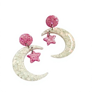 <b>Resin</b> Hoop Trendy Earrings Turquoise Pink Glitter Women's Party Jewelry Trendy Vintage Fashionable Statement Earrings for Woman - Product Image 3