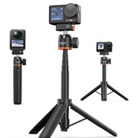 Untuk Osmo Action 5 Pro/4/3 Mini Tripod 21" Aluminium Ringan Magnetik Desain Lipat Lepas Cepat Kepala Bola 360 untuk Video