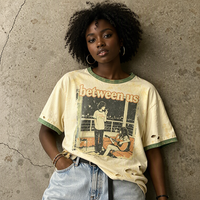 T-shirts personnalisés OEM DTG en coton 100% délavé, effet vieilli, color block, style streetwear vintage, coupe courte, vente en gros pour femmes et hommes