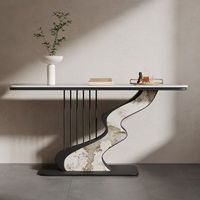 Table console moderne de luxe écologique, facile à nettoyer, extensible, avec rangement, plateau en pierre, design convertible, meuble de salon avec pieds