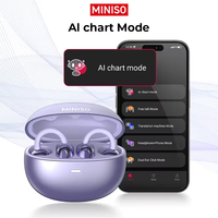 MINISO MS198 Casque d'écoute sportif à pince d'oreille AI, écouteurs sans fil avec micro, réduction du bruit, traducteur, écouteurs Bluetooth V6