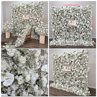 Mur de fleurs artificielles de luxe rouge dégradé personnalisé en tissu pour décoration de scène de mariage, fenêtre et photomaton