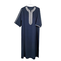 Nouvelle Robe Marocaine Homme Style Ethnique Moyen-Orient 2026 pour le Commerce Transfrontalier, Taille Unique, Été, Soie, Broderie, Poches Latérales, Polyester