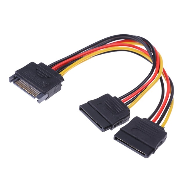 15Pin SATA Male to Dual SATA Female 15Pin Power HDD Splitter High Quality Connector Power Cable