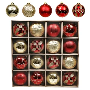 EAGLE GIFTS Top Sale 80mm 16 Stück Rot und Gold Weihnachten Kunststoff Ball Ornament Set