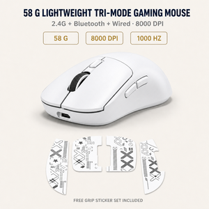 Ratón para Juegos con Retroiluminación LED Ligero de 58 g, Tres Modos, 8000 DPI, 1000 Hz, Inalámbrico, con Cable, Macro para PC Gamer - Product Image 1