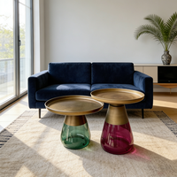 Table basse ronde en verre design moderne, style nordique, meubles de maison, base en métal, table d'appoint centrale, décoration intérieure minimaliste