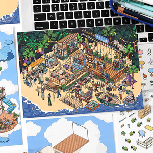 Paquete de 4 Pegatinas Decorativas para Manualidades con Diseño de Paisajes, Serie Today's Business in the <span class=keywords><strong>Tenth</strong></span> Bullet, Empaquetadas Juntas - Product Image 3