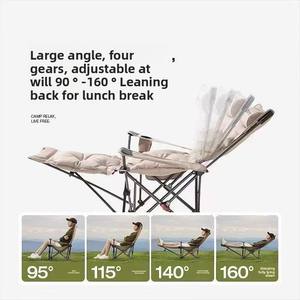 Silla Reclinable Plegable para Exteriores con Reposapiés de Algodón y Reposabrazos, Doble Uso para Sentarse y Dormir, Ajustable en Cuatro Niveles - Product Image 2