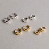 Boucles d'oreilles créoles larges et lisses en argent S925 non-ternissant, style européen et américain, pour femmes
