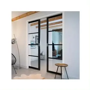 Внутренняя настенная алюминиевая скрытая дверь-слайдер внутренние алюминиевые карманные раздвижные стеклянные двери