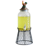Bocal Mason en verre 4l/8l avec couvercles en métal et support en métal pour robinetterie Accessoires de cuisine Distributeurs de boissons en verre transparent