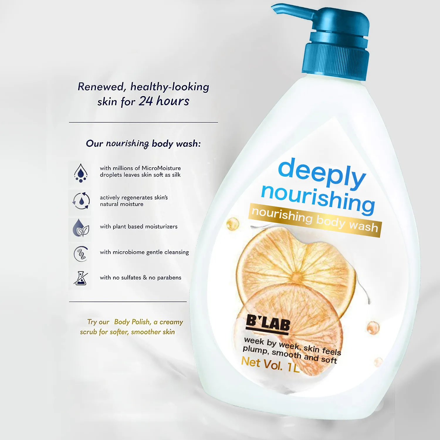 Natural Body Wash Private Label OEM Profundamente Nutritivo Orgânico Shower Gel Natural Whitening Body Wash