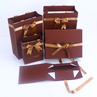 Ensemble de sacs et boîtes en papier de luxe personnalisés grande capacité pour emballage cosmétique, parfum, lotion, perruques, avec fermeture magnétique pliable