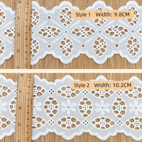 Bordure en dentelle brodée avec double ourlet pour robes de mariée - Accessoires en ruban (fil de coton peigné)