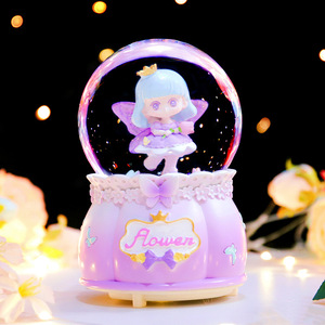 Nueva Caja Musical Giratoria con Bola de Cristal de Princesa de Flores, Linda y de Ensueño, Pequeño Artículo Decorativo, Exquisito Regalo Pequeño, Un Solo Pieza - Product Image 1