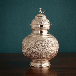 Brass Art Deco Kalash <b>Lamp</b>-Handmade Tabletop for Diwali and Retirement Celebrations - Product Image 3