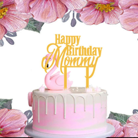 Décoration de gâteau pour la fête des mères en gros, topper en acrylique avec lettres dorées pour maman