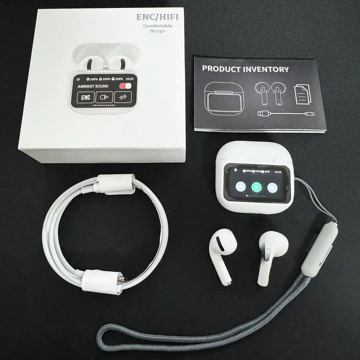 2024 waterproof air lcd touch screen noise cancelling tws earphones