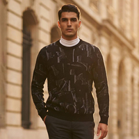 Pull jacquard géométrique en mélange de laine pour homme – Qualité supérieure, décontracté et élégant pour le bureau, tricot anti-plis, chaud pour l'hiver – Vente en gros