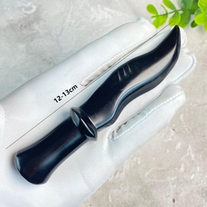 Cuchillo de Obsidiana de Cristal Natural Tallado a Mano al por Mayor, Modelo de Espada Malaya, Decoración Única de Estilo Feng Shui, Regalo - Product Image 3