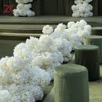 ZKAI Rangkaian Bunga Pernikahan Elegan Gereja Katolik Putih, Hiasan Lantai Bunga Hydrangea 3D Tebal dan Mengembang