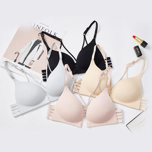 섹시한 크로스 벨트 백 브라 푸쉬업 삼각컵 통기성 여성용 원피스 와이어프리 인비저블 솔리드 패턴 언더웨어 - Product Image 1