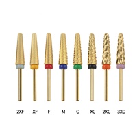Taille standard internationale personnalisée 2XF-3XCEnsemble de forets à ongles en carbure de tungstène à revêtement doré