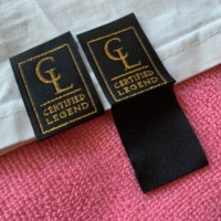 Étiquette d'ourlet tissé en or brillant à la main, étiquette d'ourlet de vêtements avec logo de la marque pour les manches