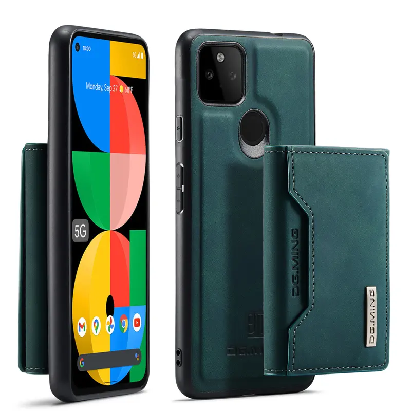 For Google Pixel 5A 5G Back Cover Original DG. MING M2 Magnetic Detachable Wallet PU Leather Card Holder Phone Case Shockproof