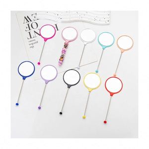 DIY Beaded Handheld <b>Mirror</b> for Women - Portable Round <b>Compact</b> Makeup <b>Mirror</b> with Handle, Perfect Promotional Gift - Product Image 1