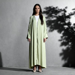 Robe Abaya de Luxe Personnalisée en Polyester Imprimé de Haute Qualité avec Ouverture sur le Devant et Hijab pour Femmes Musulmanes - Product Image 1