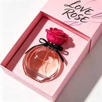 Nouveau design pour femme, flacon de parfum en verre rose clair 50ml 100ml avec bouchon pompe transparent et couvercle, emballage cosmétique