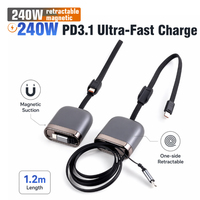 Individuelles Logo 4ft 240W PD Einziehbares Typ-C zu Typ-C Kabel Magnetisches Schnelllade-Datenkabel USB 1.2 für Kamera