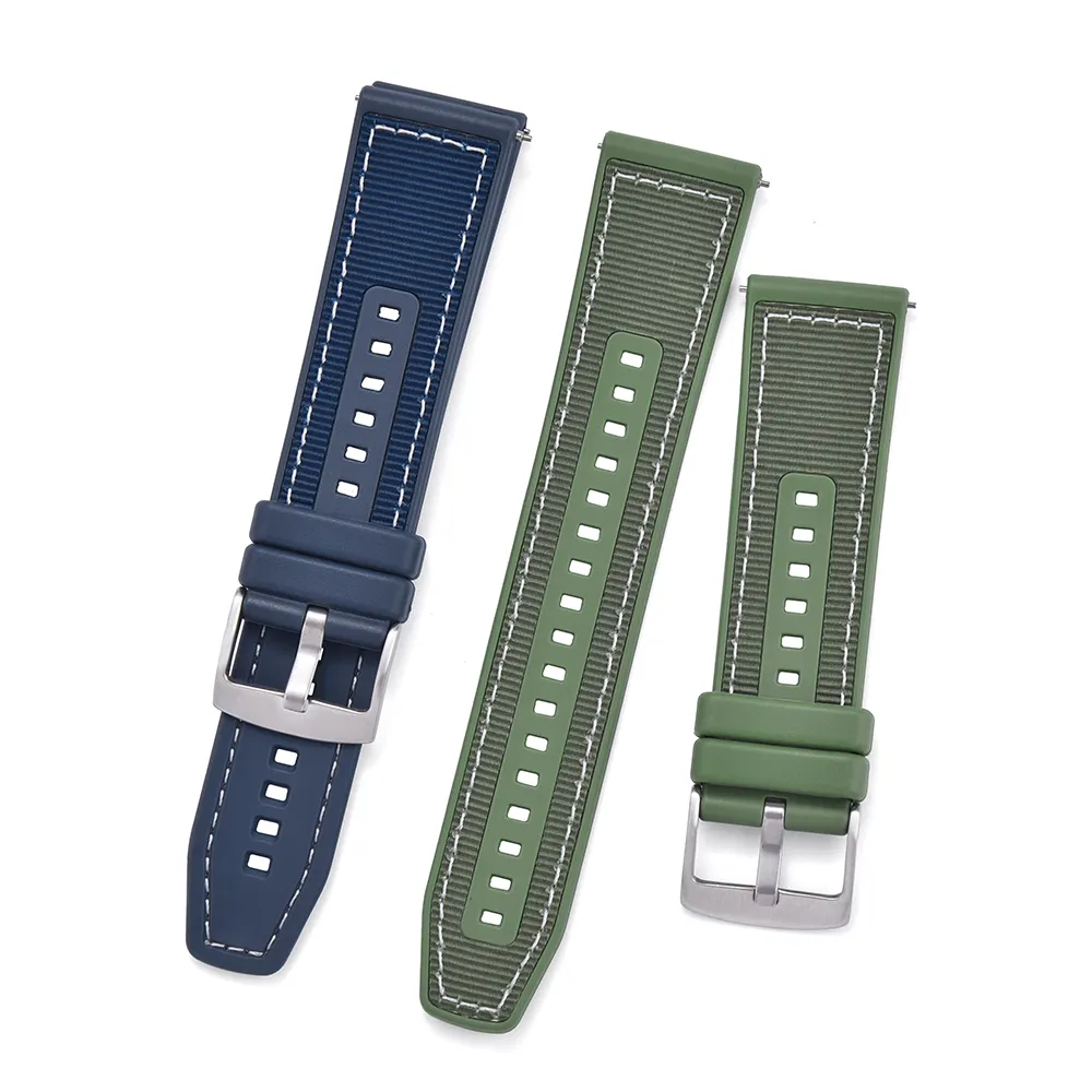 JUELONG 22mm Nylon + cinturino impermeabile in Silicone orologio a sgancio rapido cinturino in gomma Sport morbido verde braccialetti di ricambio