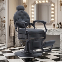 Fauteuil de barbier rétro en cuir, structure métallique, confortable et luxueux, pour salons de coiffure