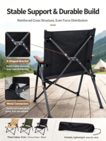 Chaise pliante d'extérieur solide Kermit pour le glamping, le camping, les pique-niques, la pêche, les loisirs, portable, ultra-légère, mobilier d'extérieur
