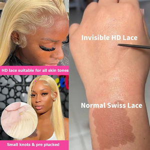 Perruques en cheveux humains vierges brésiliens, blondes 613, transparentes HD, lisses longues, avec dentelle frontale 13x4, sans colle, densité 180%, ondulées, pour femmes - Product Image 5