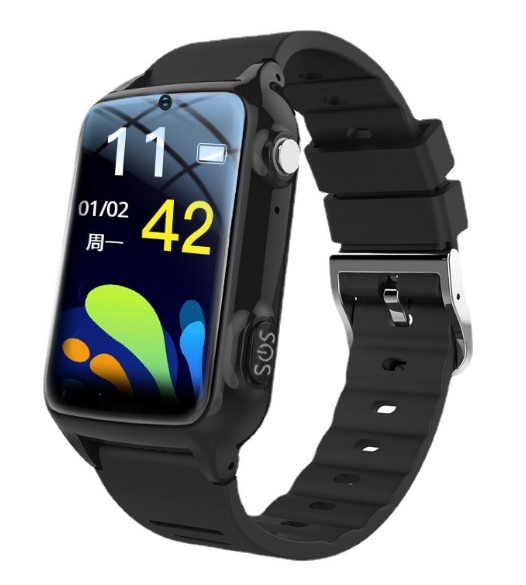New 4G GPS Square Smartwatch with Calendar Compass Silicone Band TFT Display Fall Detection SOS Alarm for Elderly Care