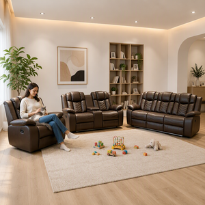 Sofá Reclinable Eléctrico con Carga USB, Luz LED, Extensible, de Cuero Refrigerante, Conjunto de Sofás para Villa, Muebles Inteligentes para el Hogar, Seccional - Product Image 5