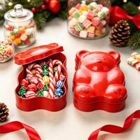 Boîte en fer blanc à couvercle plat en forme d'ours 140 x 107 x 46 mm, finition mate, qualité alimentaire, pour emballage de bonbons de fêtes, logo personnalisé, FDA