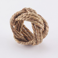 Anneau de serviette en jute tissé personnalisé, vente en gros d'usine, support de serviette en tissu marron duveteux pour la décoration de table de mariage et de fêtes