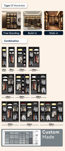 Armoire en bois multifonctionnelle autoportante au design moderne WD-1019, meuble de chambre à coucher, taille personnalisable, extensible, garantie 3 ans - Product Image 2