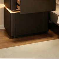 Table de chevet intelligente avec coffre-fort intégré et chargeur sans fil, table de chevet moderne de luxe avec lumière ambiante LED