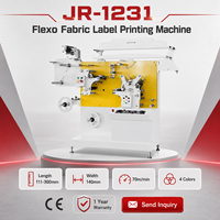 Imprimante flexographique CE approuvée JR-1231, 3 couleurs avant, 1 couleur arrière, pour vêtements, rubans en satin, étiquettes – Équipement d'impression flexo