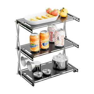 Estante de Almacenamiento Plegable de Acero Inoxidable, 3 Niveles, Rectangular, Portátil, para Camping y Uso en Exteriores, Tipo Vertical, Organizador - Product Image 1