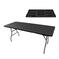 Usine 6ft Léger Moderne Extérieur HDPE Rectangle Camping Jardin Table De Rangement 180 cm Noir Rotin En Plastique Durable Villas