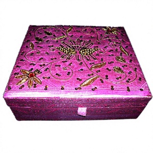 <b>Pink</b> Rectangular Polyester Eco-Friendly Embroidered Purse Mirror Tray Insert Flower Theme Christmas Decoration Silk Foundation - Product Image 1